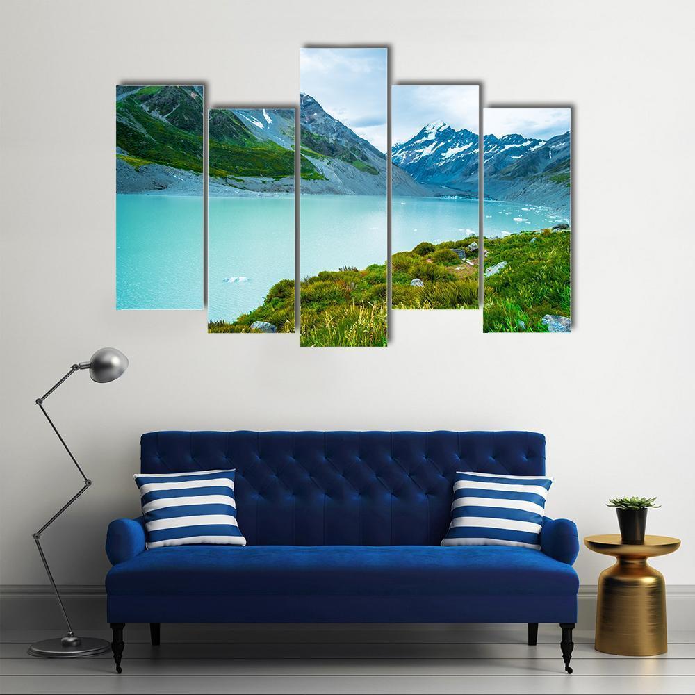 Mt Cook & Lake Canvas Wall Art-5 Pop-Gallery Wrap-47" x 32"-Tiaracle