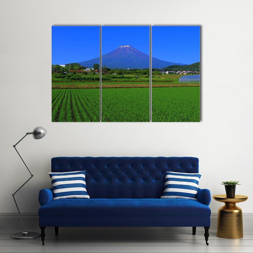 Mt Fuji From Fields Canvas Wall Art-3 Horizontal-Gallery Wrap-37" x 24"-Tiaracle