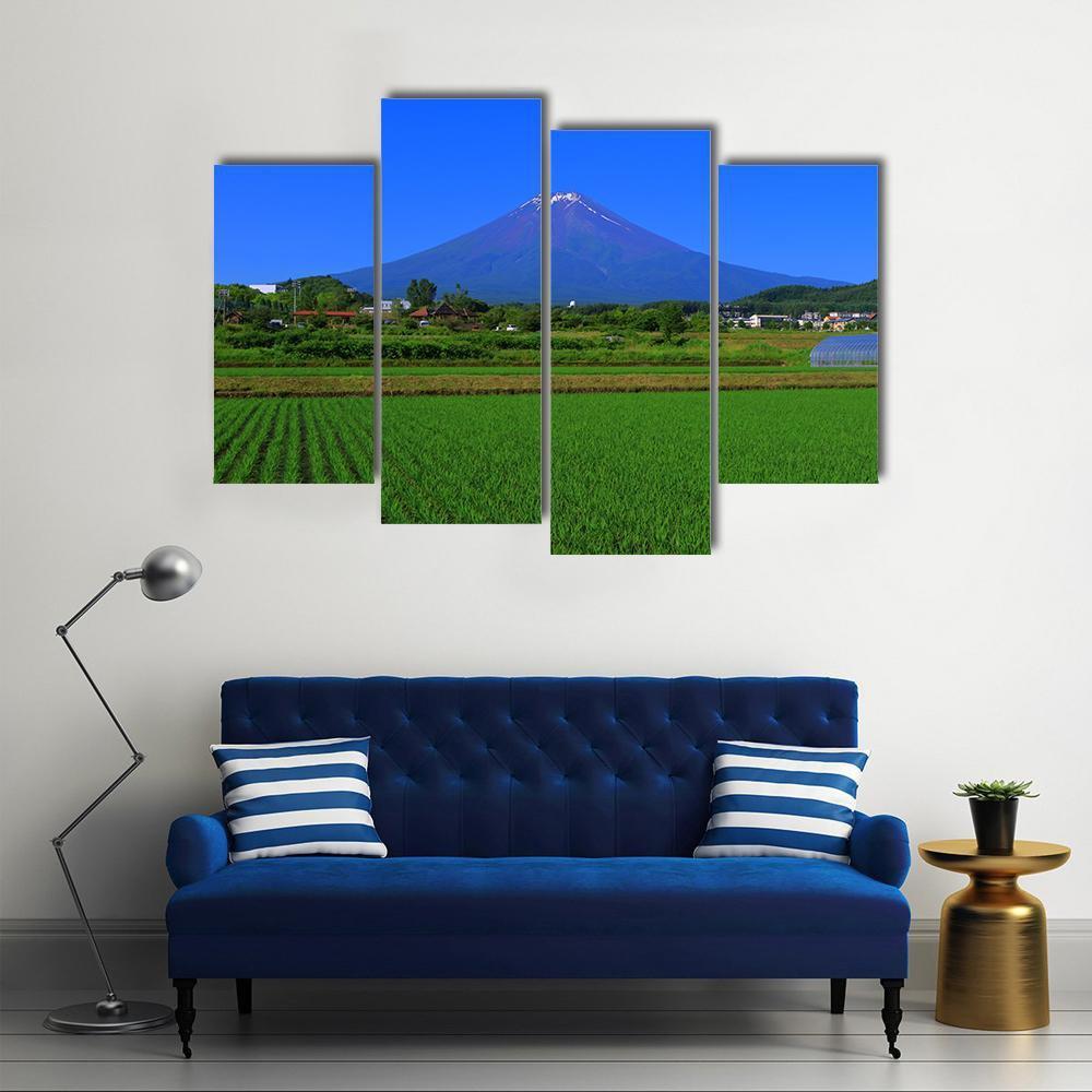 Mt Fuji From Fields Canvas Wall Art-4 Pop-Gallery Wrap-50" x 32"-Tiaracle