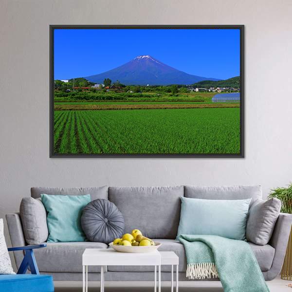 Mt Fuji From Fields Canvas Wall Art-3 Horizontal-Gallery Wrap-25" x 16"-Tiaracle