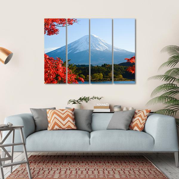 Mt Fuji In Autumn Canvas Wall Art-4 Horizontal-Gallery Wrap-34" x 24"-Tiaracle