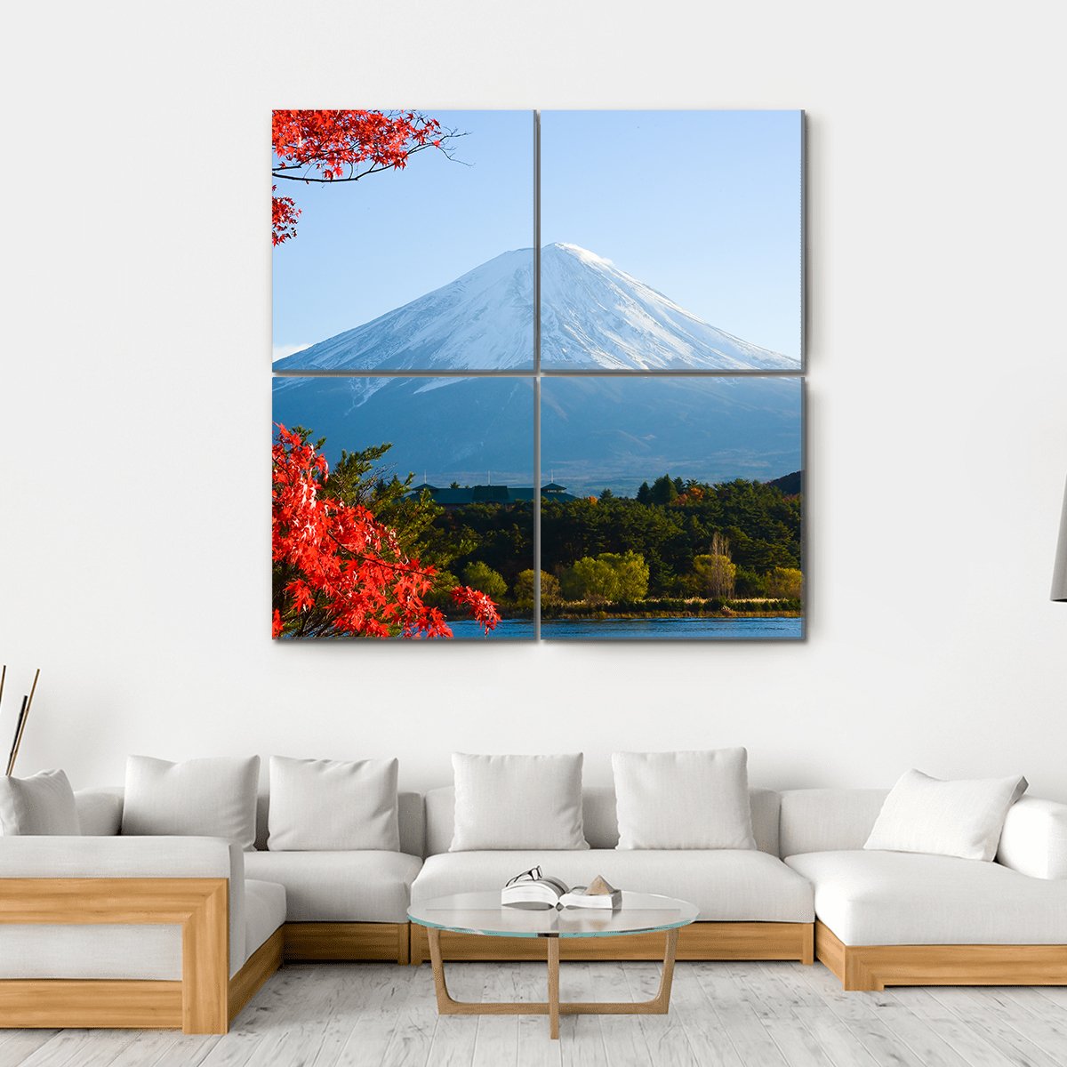 Mt Fuji In Autumn Canvas Wall Art-4 Square-Gallery Wrap-17" x 17"-Tiaracle