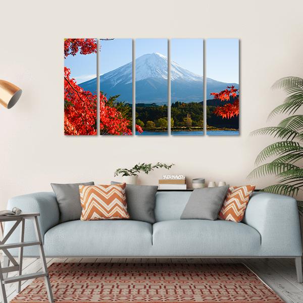 Mt Fuji In Autumn Canvas Wall Art-5 Horizontal-Gallery Wrap-22" x 12"-Tiaracle