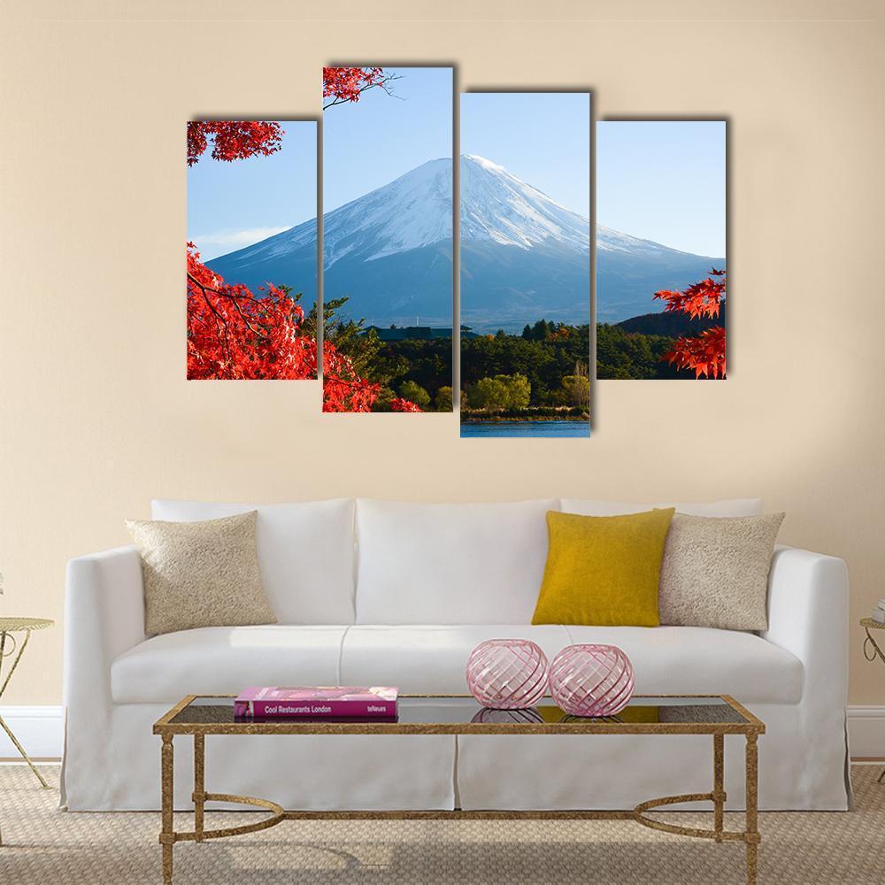 Mt Fuji In Autumn Canvas Wall Art-5 Pop-Gallery Wrap-47" x 32"-Tiaracle