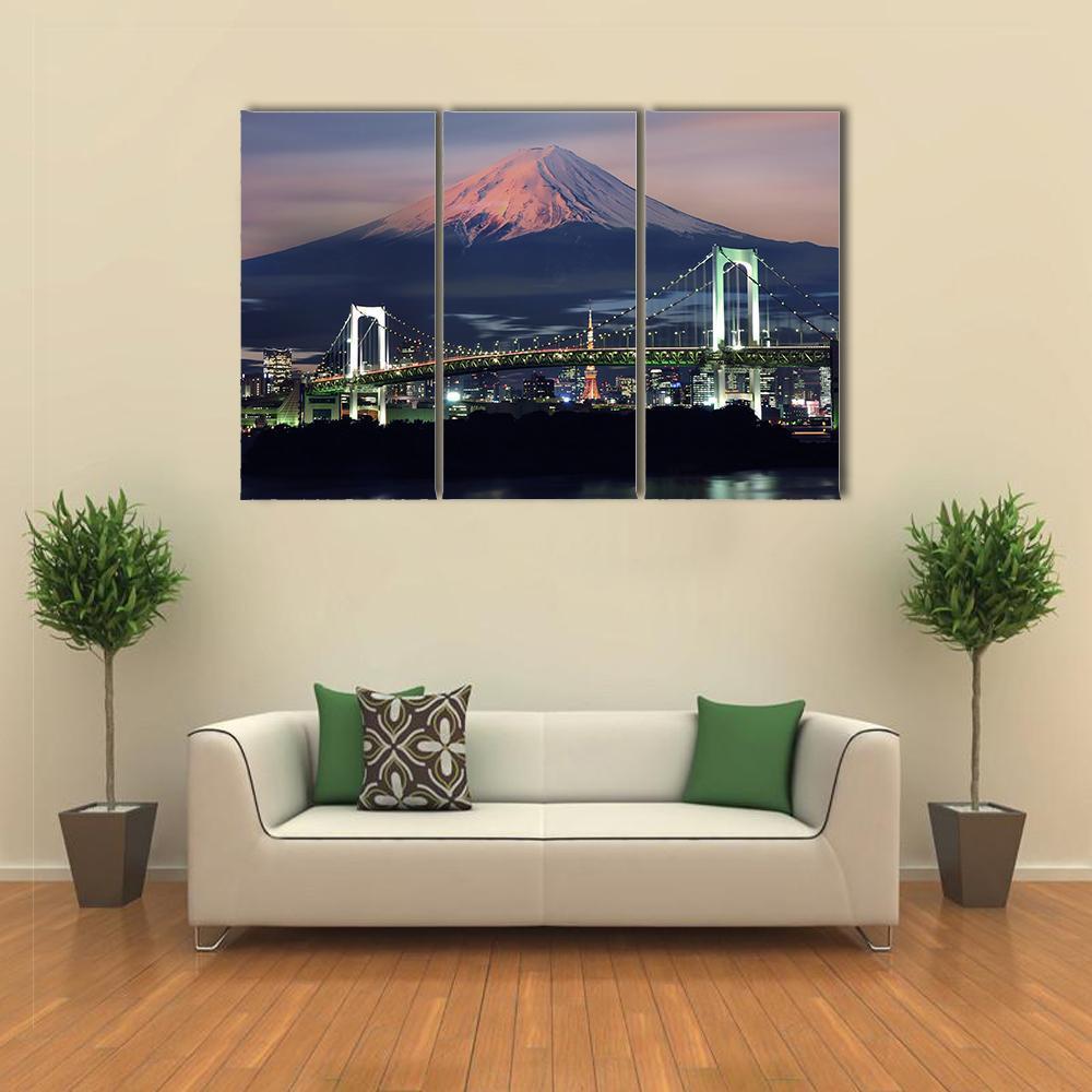 Mt Fuji Surreal View Canvas Wall Art-3 Horizontal-Gallery Wrap-37" x 24"-Tiaracle