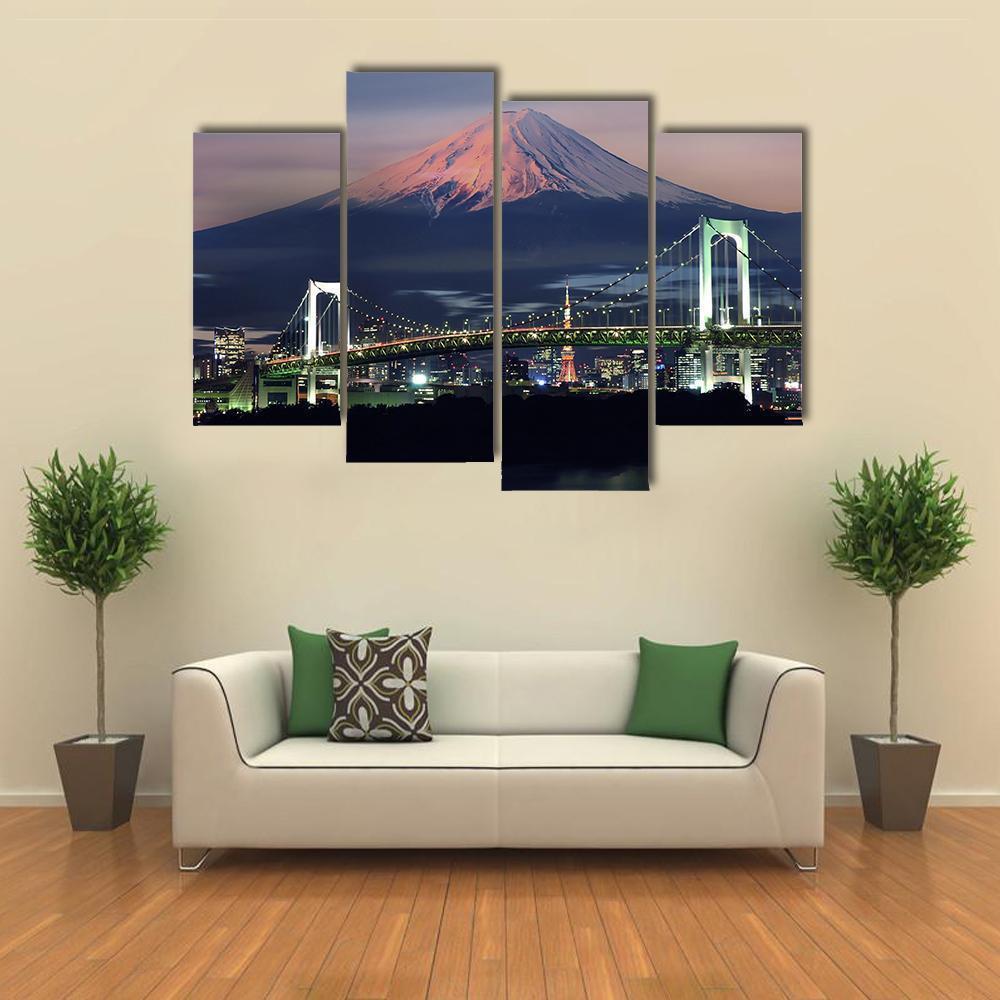 Mt Fuji Surreal View Canvas Wall Art-4 Pop-Gallery Wrap-50" x 32"-Tiaracle