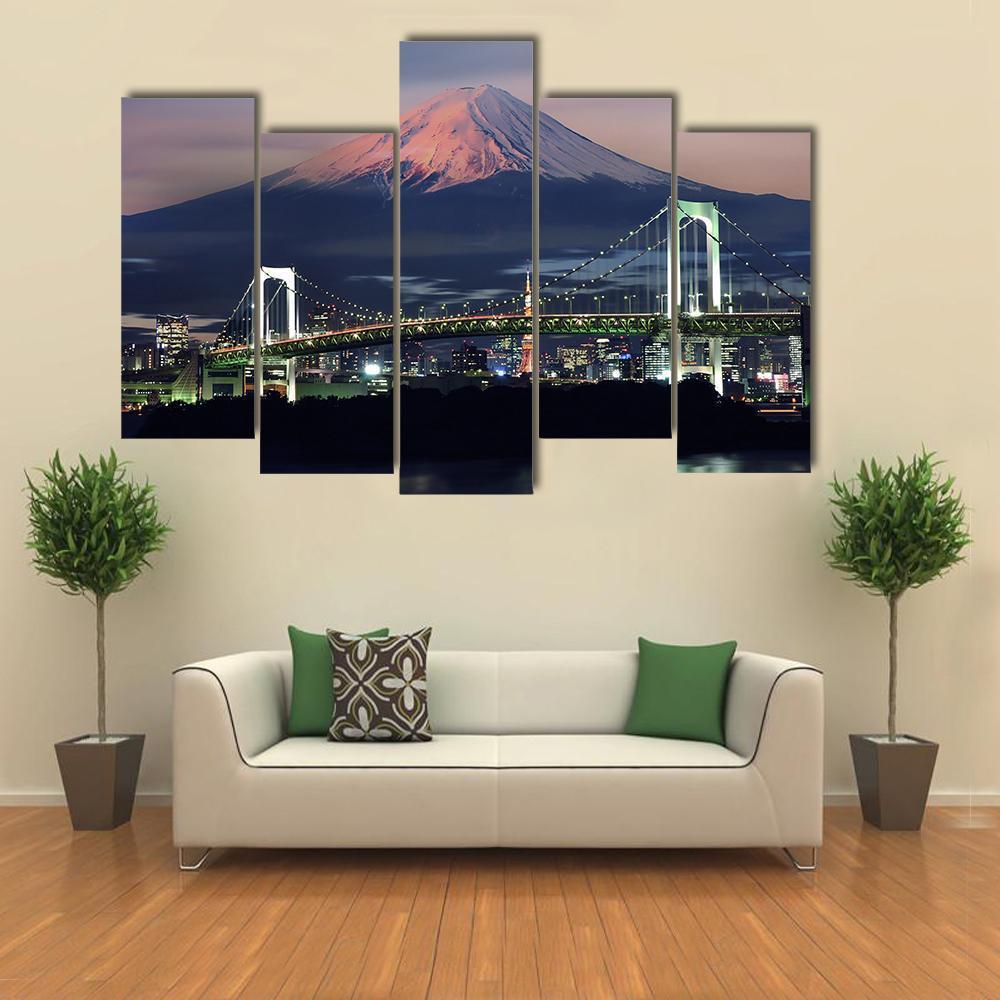 Mt Fuji Surreal View Canvas Wall Art-5 Pop-Gallery Wrap-47" x 32"-Tiaracle