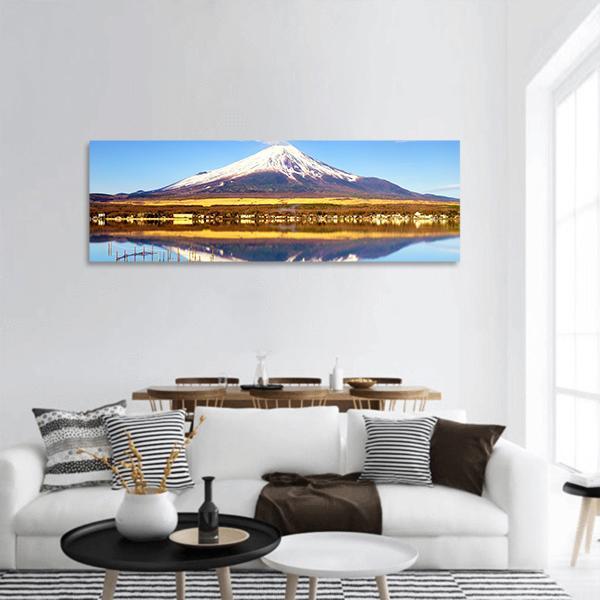 Mt Fuji With Lake Yamanaka Panoramic Canvas Wall Art-1 Piece-36" x 12"-Tiaracle