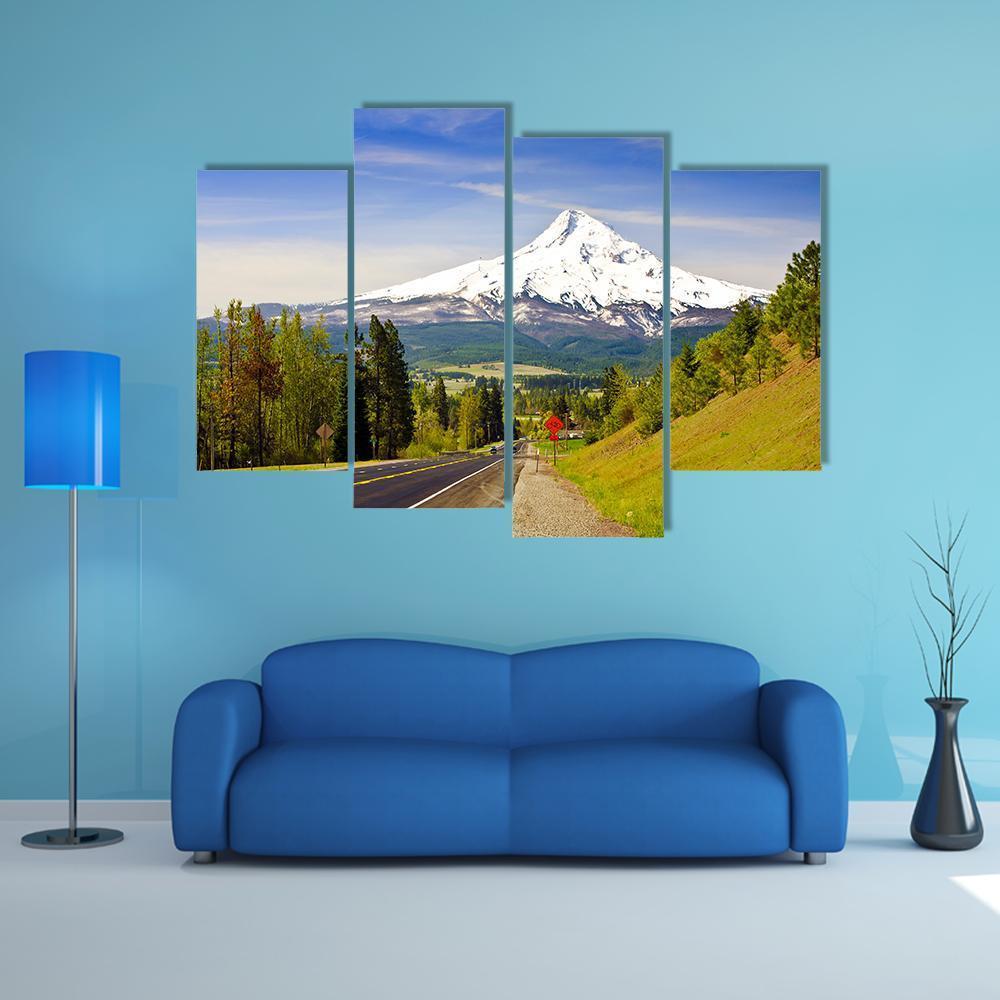 Road To Mt Hood Canvas Wall Art-4 Pop-Gallery Wrap-50" x 32"-Tiaracle