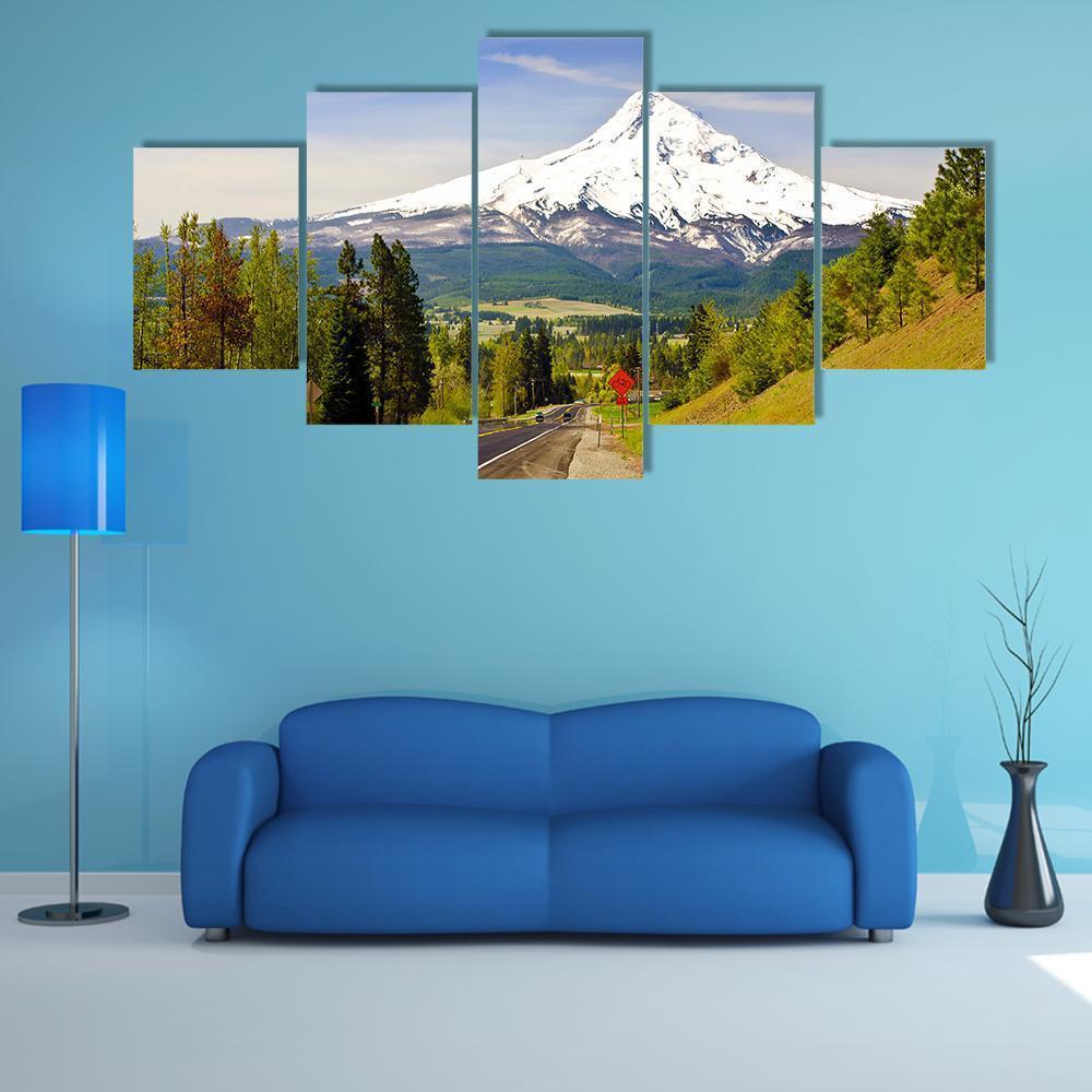 Road To Mt Hood Canvas Wall Art-5 Star-Gallery Wrap-62&quot; x 32&quot;-Tiaracle