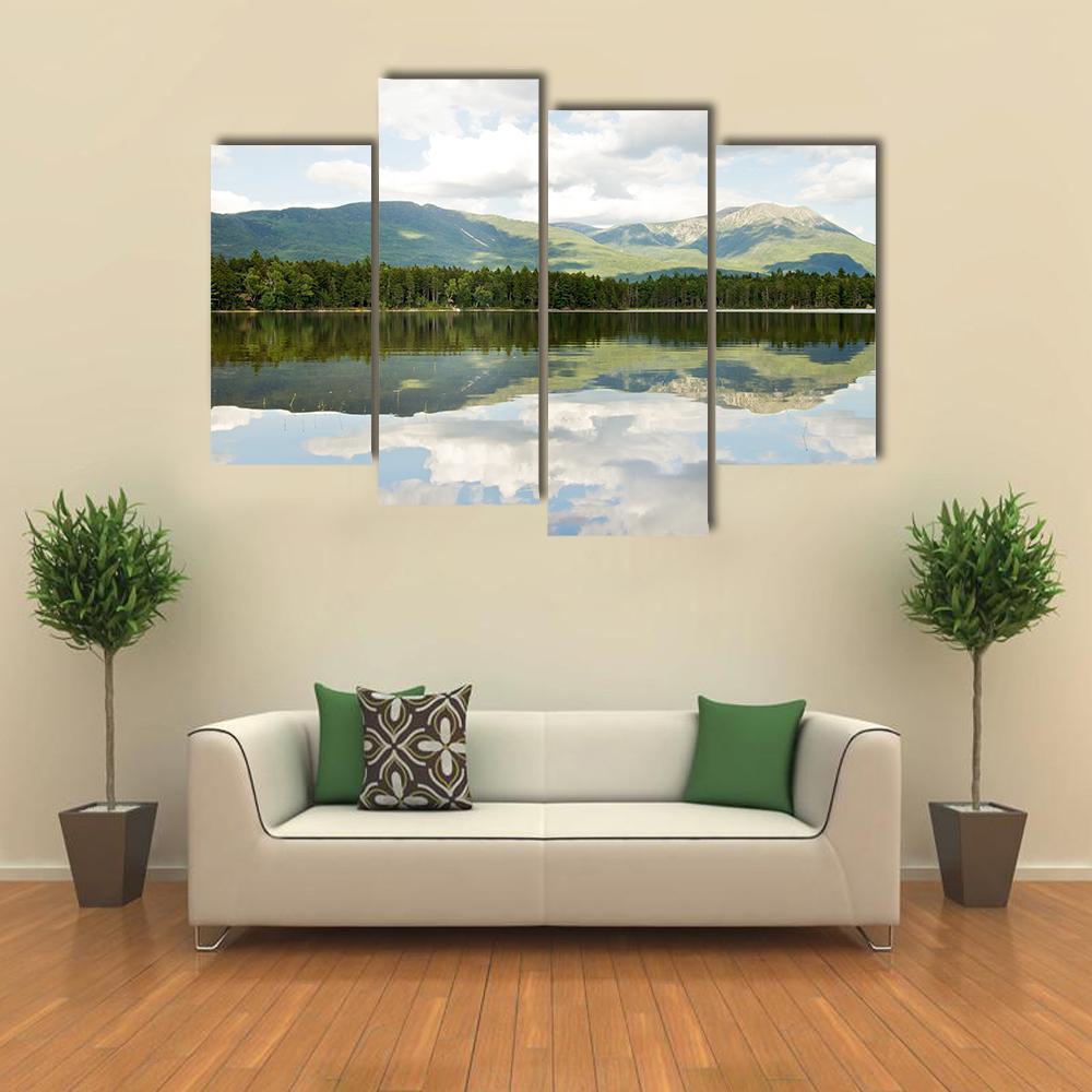 Mt Katahdin From Lake Canvas Wall Art-4 Pop-Gallery Wrap-50" x 32"-Tiaracle