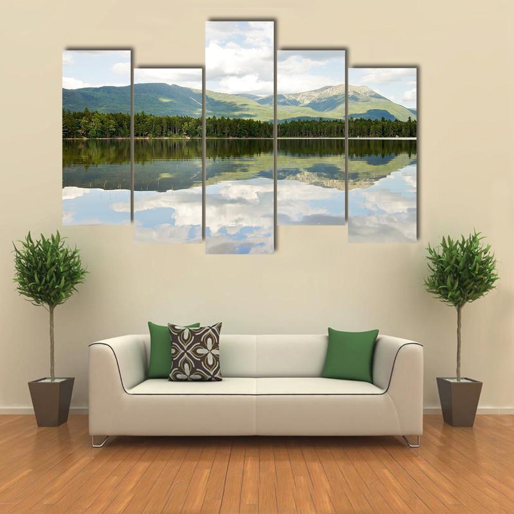 Mt Katahdin From Lake Canvas Wall Art-5 Pop-Gallery Wrap-47" x 32"-Tiaracle