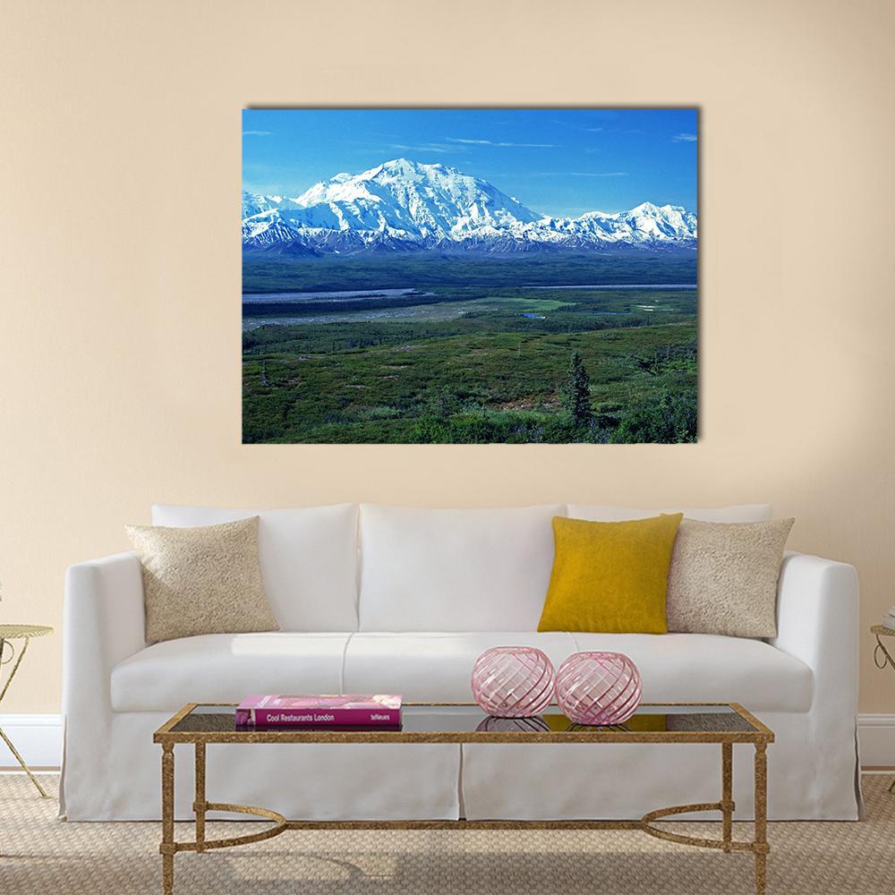 Mt McKinley &amp; Lake Canvas Wall Art-1 Piece-Gallery Wrap-48" x 32"-Tiaracle