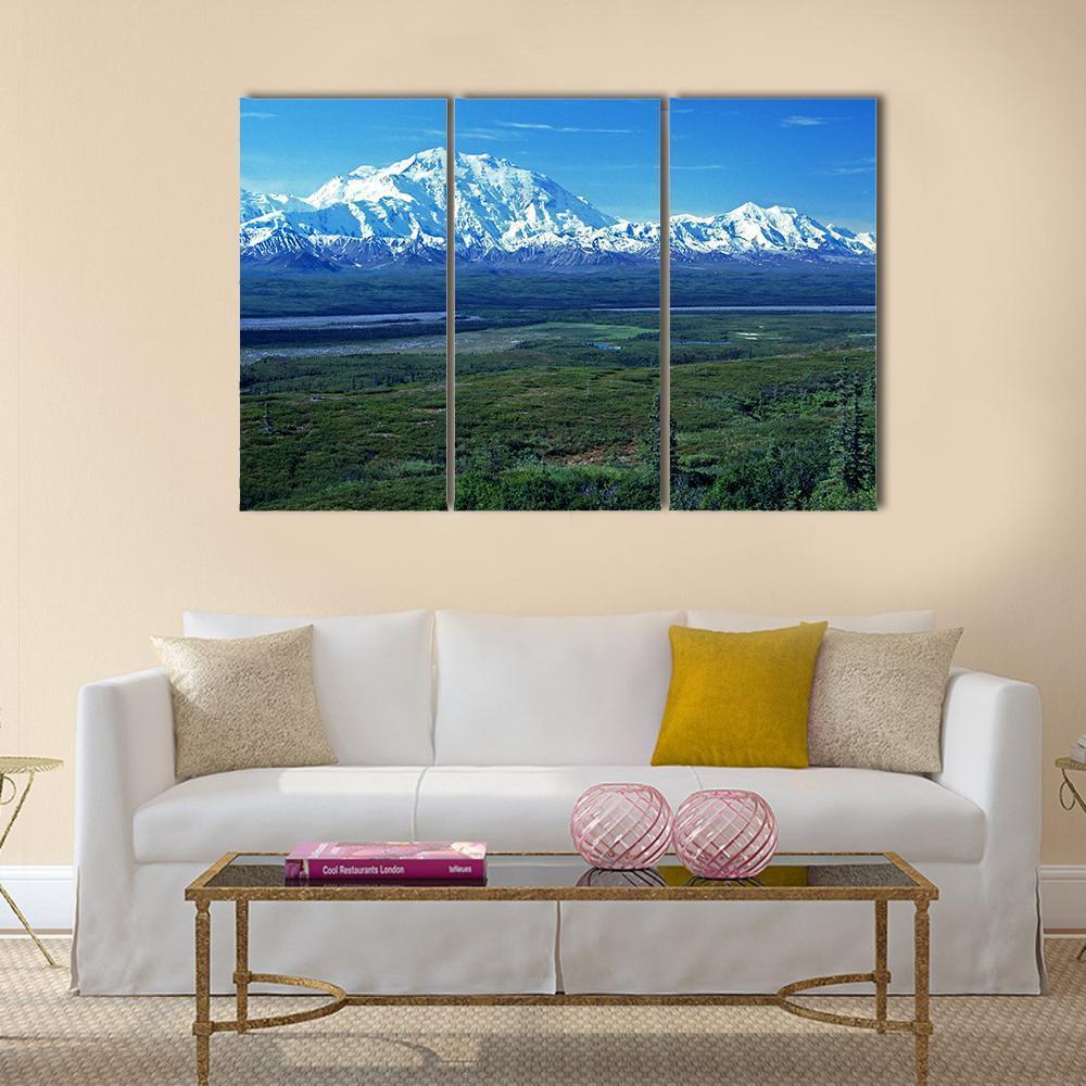 Mt McKinley &amp; Lake Canvas Wall Art-3 Horizontal-Gallery Wrap-37" x 24"-Tiaracle
