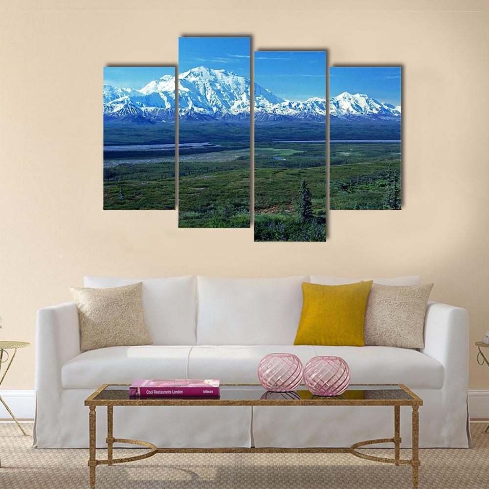 Mt McKinley &amp; Lake Canvas Wall Art-4 Pop-Gallery Wrap-50" x 32"-Tiaracle