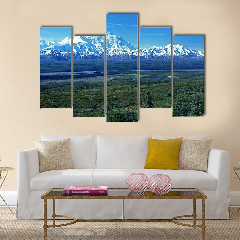 Mt McKinley &amp; Lake Canvas Wall Art-5 Pop-Gallery Wrap-47" x 32"-Tiaracle
