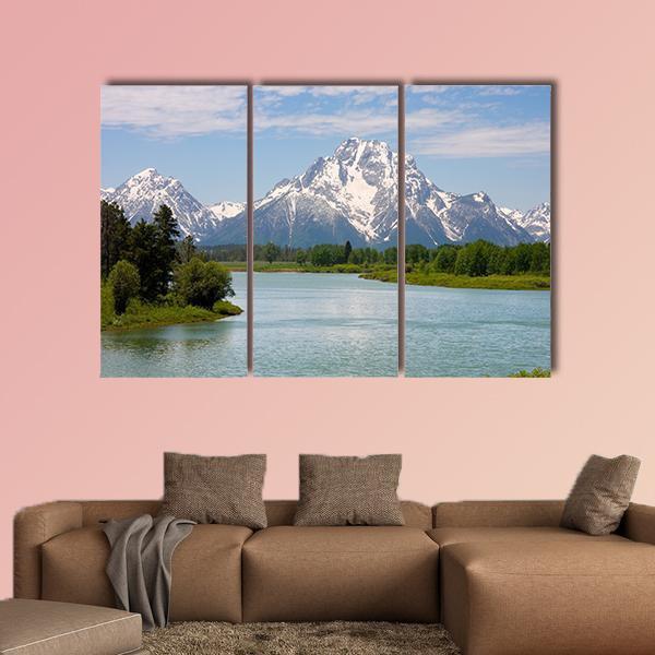 Mt Moran From Lake Canvas Wall Art-3 Horizontal-Gallery Wrap-37" x 24"-Tiaracle