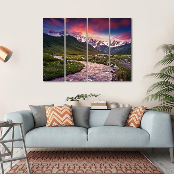 Mt Shkhara Georgia Canvas Wall Art-4 Horizontal-Gallery Wrap-34" x 24"-Tiaracle