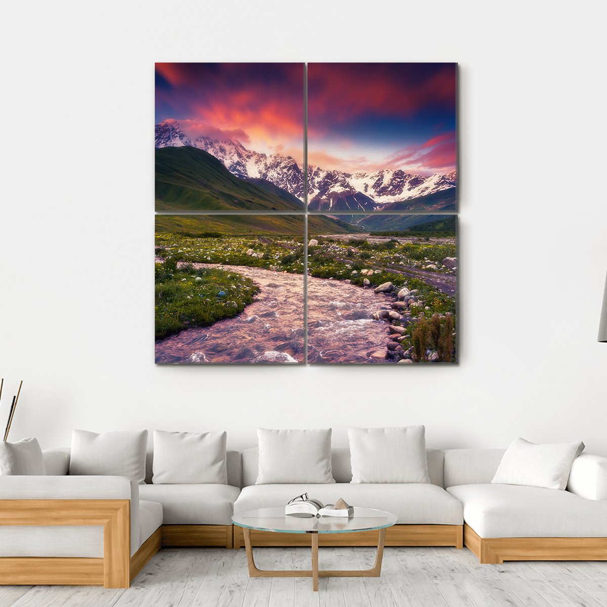 Mt Shkhara Georgia Canvas Wall Art-4 Square-Gallery Wrap-17" x 17"-Tiaracle
