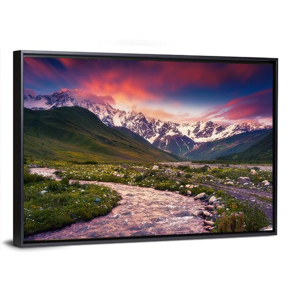 Mt Shkhara Georgia Panoramic Canvas Wall Art-1 Piece-36" x 12"-Tiaracle