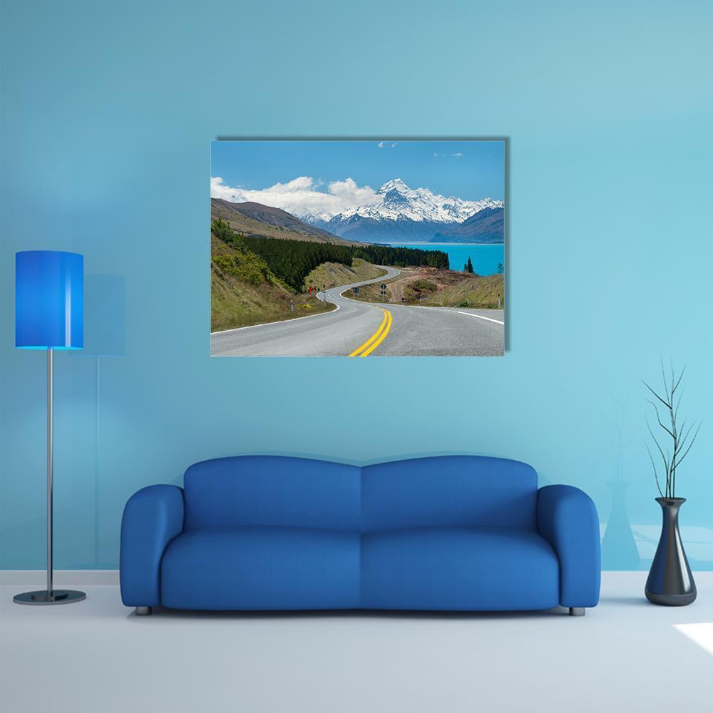 Mt Cook In New Zealand Canvas Wall Art-1 Piece-Gallery Wrap-48" x 32"-Tiaracle