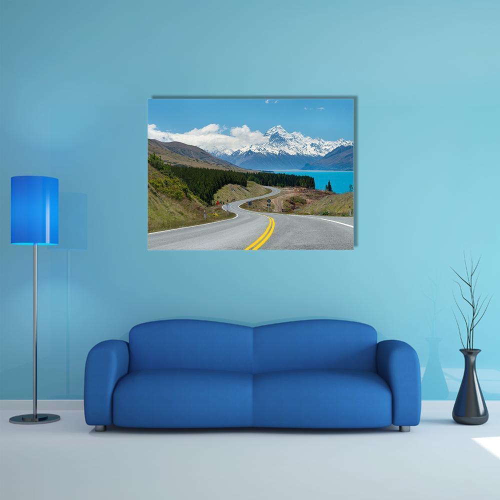 Mt Cook In New Zealand Canvas Wall Art-4 Pop-Gallery Wrap-50" x 32"-Tiaracle