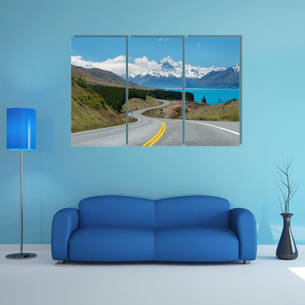 Mt Cook In New Zealand Canvas Wall Art-3 Horizontal-Gallery Wrap-37" x 24"-Tiaracle