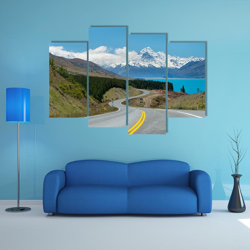 Mt Cook In New Zealand Canvas Wall Art-4 Pop-Gallery Wrap-50" x 32"-Tiaracle