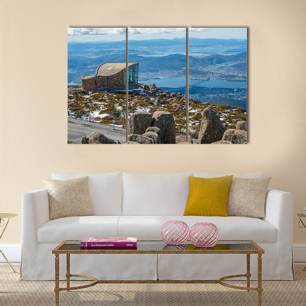 Mt Wellington &amp; Hobart City Canvas Wall Art-3 Horizontal-Gallery Wrap-37" x 24"-Tiaracle