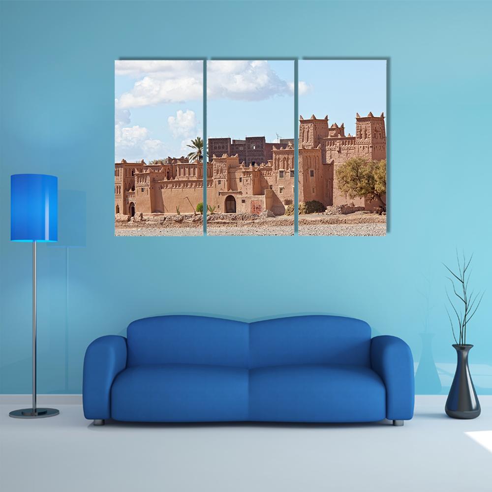 Mud Houses Kasbah Canvas Wall Art-3 Horizontal-Gallery Wrap-37" x 24"-Tiaracle