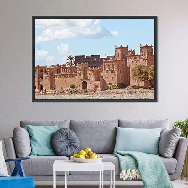 Mud Houses Kasbah Canvas Wall Art-3 Horizontal-Gallery Wrap-25" x 16"-Tiaracle