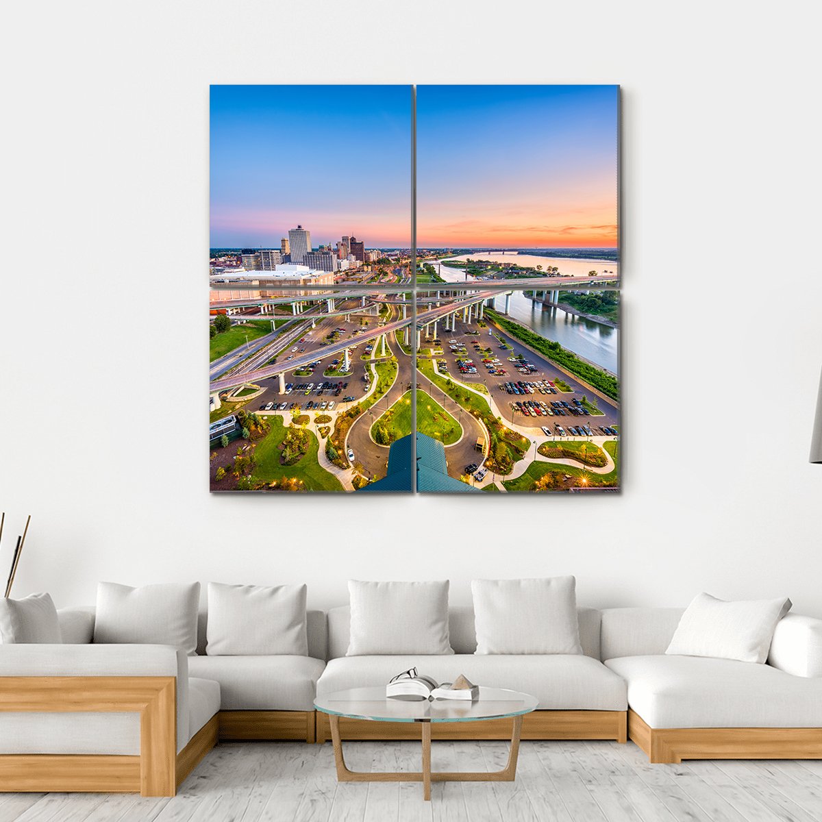 Mud Island Aerial View Canvas Wall Art-4 Square-Gallery Wrap-17" x 17"-Tiaracle