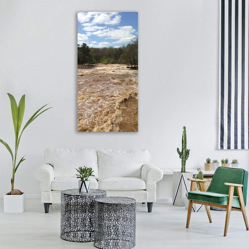 Muddy Flood In Forest Vertical Canvas Wall Art-3 Vertical-Gallery Wrap-12" x 25"-Tiaracle