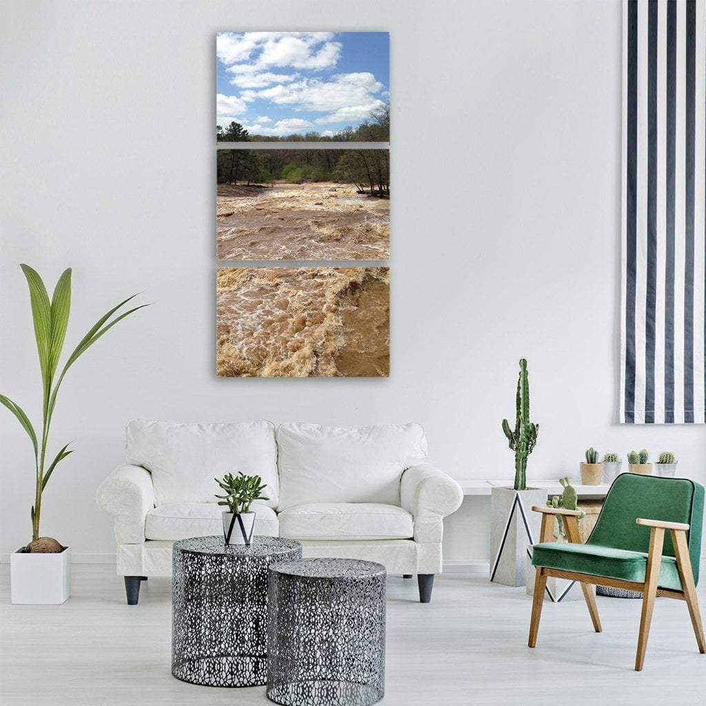 Muddy Flood In Forest Vertical Canvas Wall Art-3 Vertical-Gallery Wrap-12" x 25"-Tiaracle