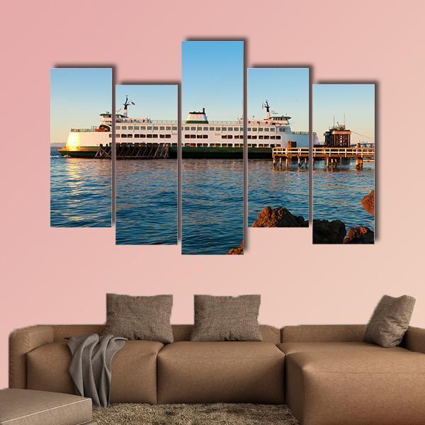 Mukilteo To Bainbridge Washington State Canvas Wall Art-5 Pop-Gallery Wrap-47" x 32"-Tiaracle