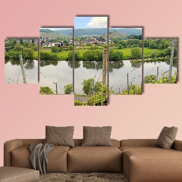 Mulheim Village & River Canvas Wall Art-5 Star-Gallery Wrap-62" x 32"-Tiaracle