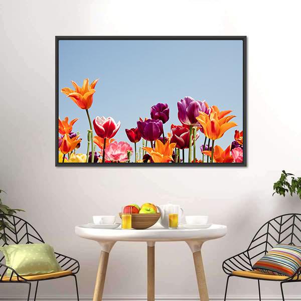 Multicolor Tulips Canvas Wall Art-3 Horizontal-Gallery Wrap-25" x 16"-Tiaracle