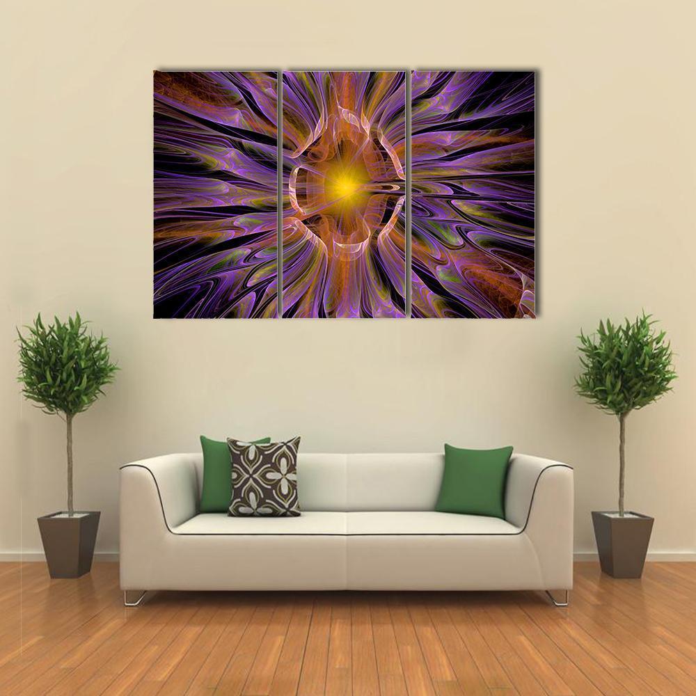 Multicolored Fractal Pattern Canvas Wall Art-3 Horizontal-Gallery Wrap-37" x 24"-Tiaracle