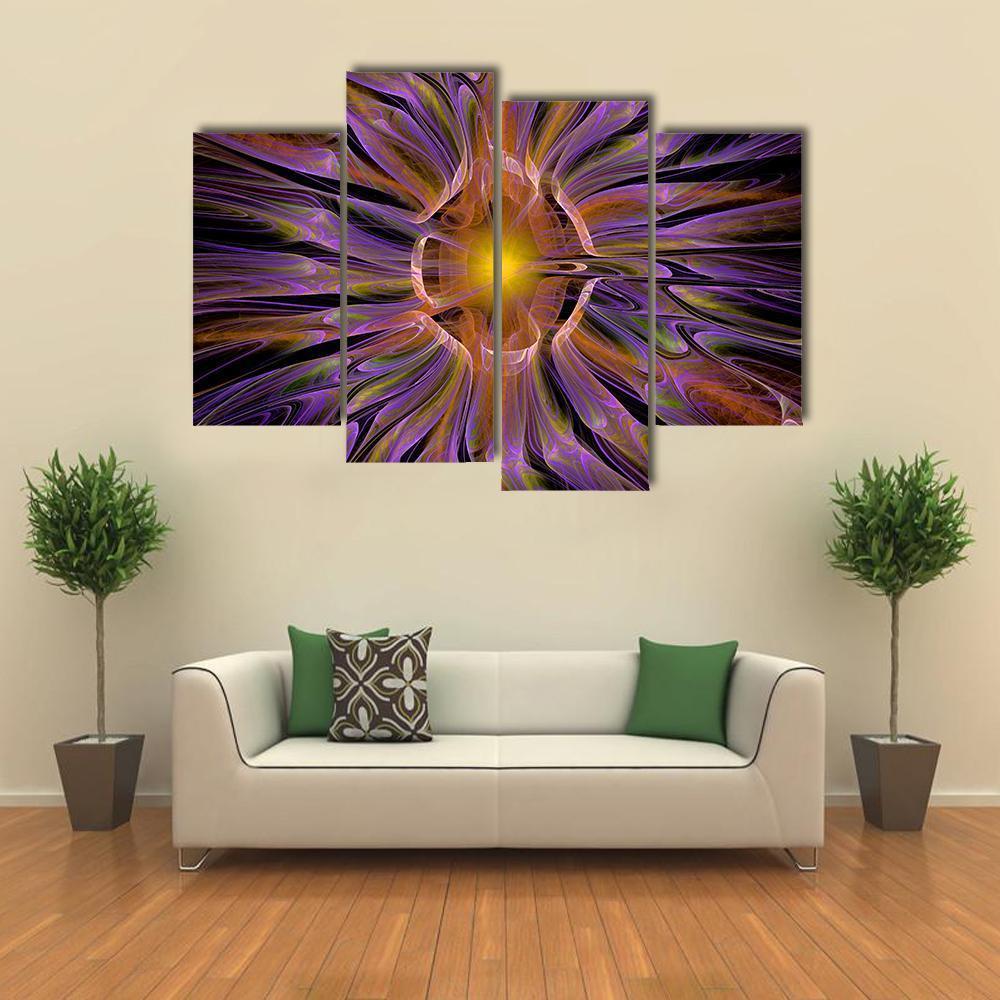 Multicolored Fractal Pattern Canvas Wall Art-4 Pop-Gallery Wrap-50" x 32"-Tiaracle
