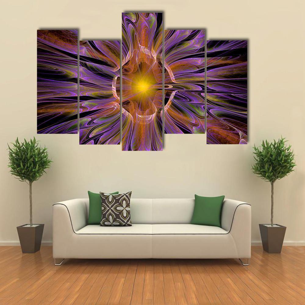 Multicolored Fractal Pattern Canvas Wall Art-5 Pop-Gallery Wrap-47" x 32"-Tiaracle