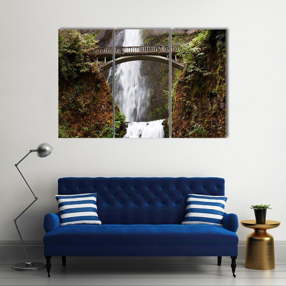 Multnomah Falls Oregon Canvas Wall Art-3 Horizontal-Gallery Wrap-37" x 24"-Tiaracle