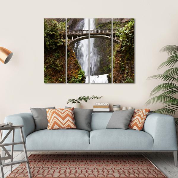 Multnomah Falls Oregon Canvas Wall Art-4 Horizontal-Gallery Wrap-34" x 24"-Tiaracle