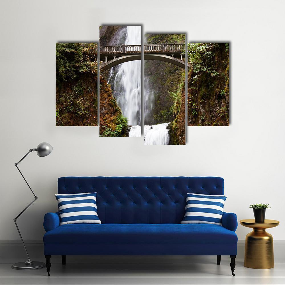 Multnomah Falls Oregon Canvas Wall Art-4 Pop-Gallery Wrap-50" x 32"-Tiaracle