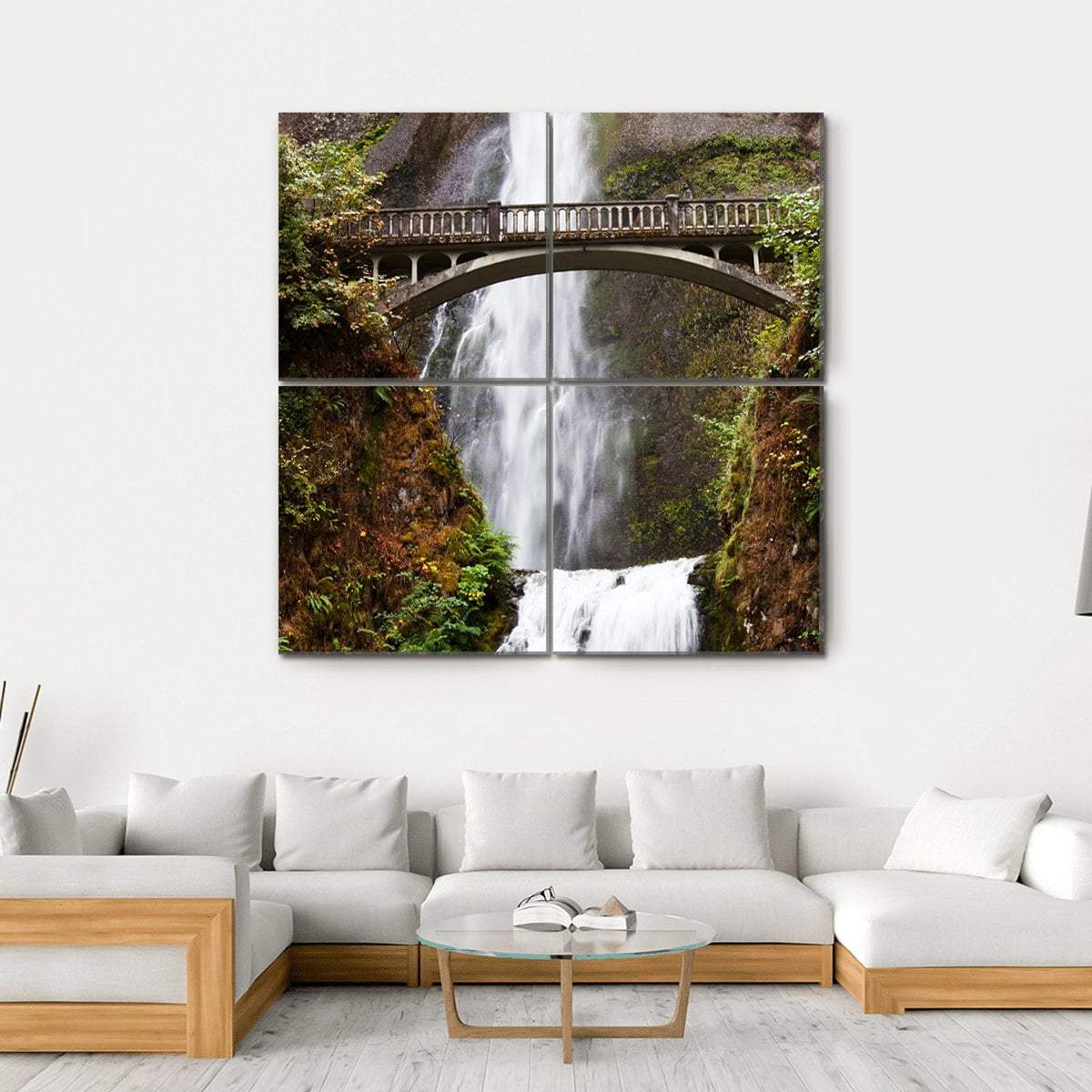 Multnomah Falls Oregon Canvas Wall Art-4 Square-Gallery Wrap-17" x 17"-Tiaracle