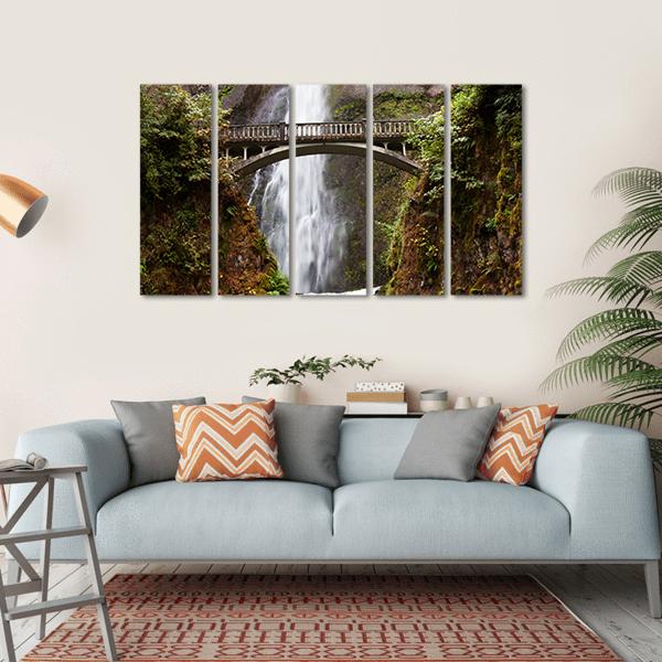 Multnomah Falls Oregon Canvas Wall Art-5 Horizontal-Gallery Wrap-22" x 12"-Tiaracle