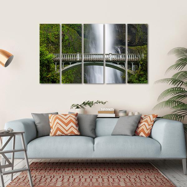 Multnomah Falls Oregon Canvas Wall Art-5 Horizontal-Gallery Wrap-22" x 12"-Tiaracle