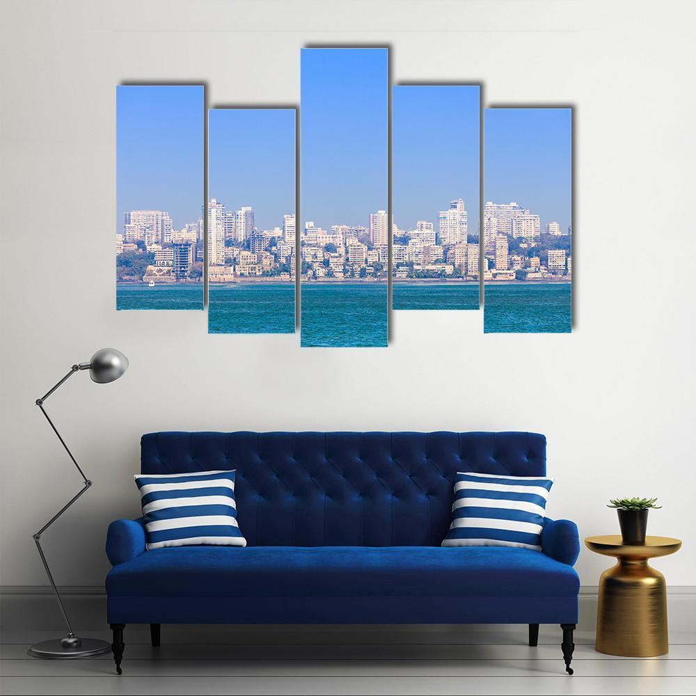 Mumbai Skyline Canvas Wall Art-5 Pop-Gallery Wrap-47" x 32"-Tiaracle