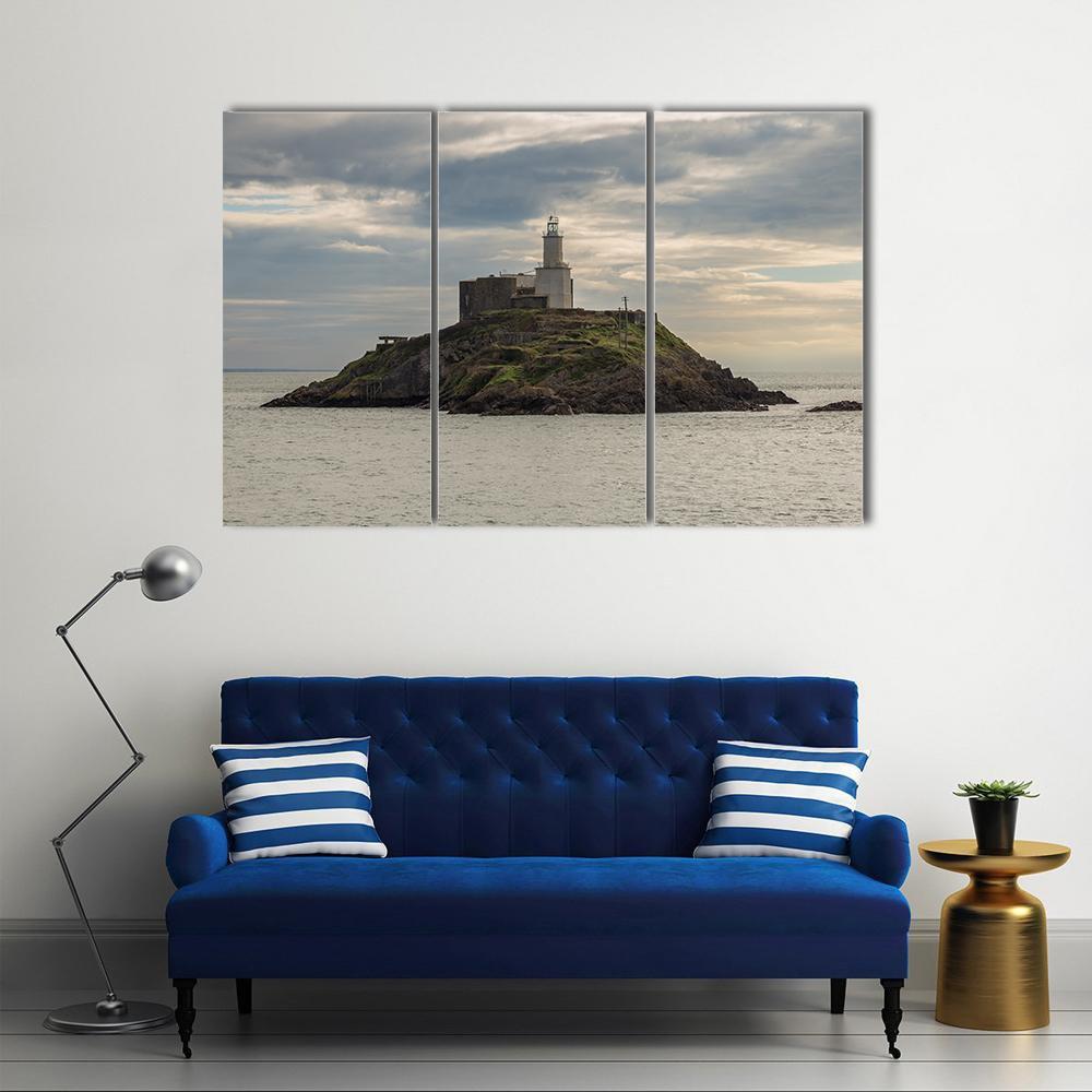 Mumbles Lighthouse Canvas Wall Art-3 Horizontal-Gallery Wrap-37" x 24"-Tiaracle