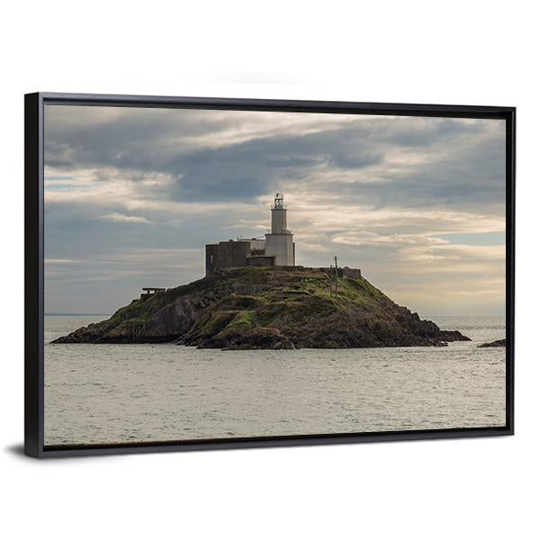 Mumbles Lighthouse Canvas Wall Art-3 Horizontal-Gallery Wrap-25" x 16"-Tiaracle