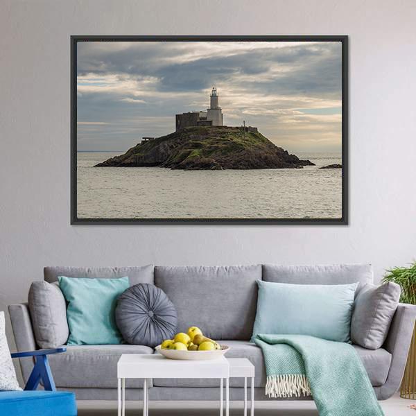 Mumbles Lighthouse Canvas Wall Art-3 Horizontal-Gallery Wrap-25" x 16"-Tiaracle
